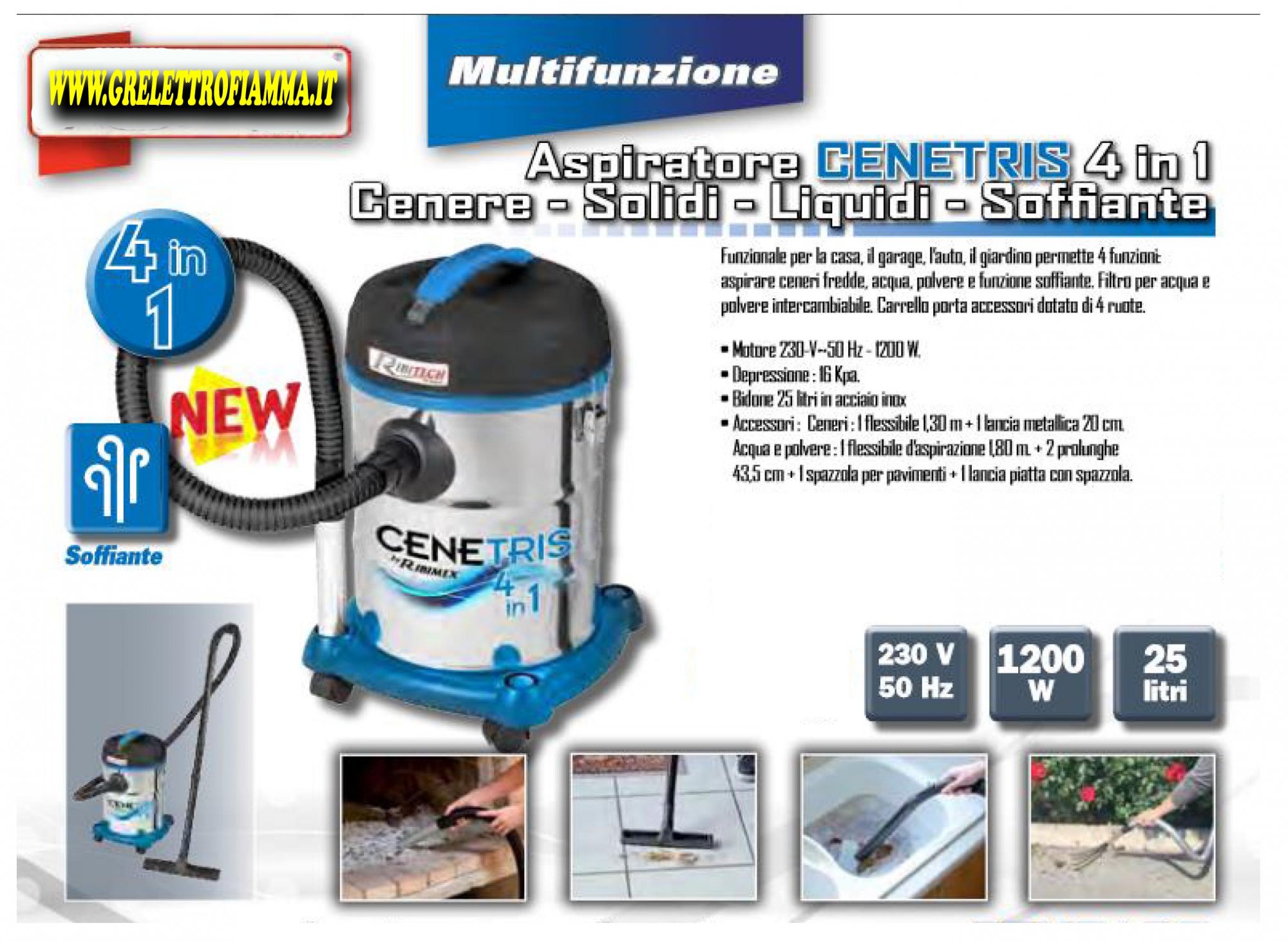 ASPIRATORE ASPIRACENERE ELETTRICO CENETRIS 1200W STUFA PELLET CAMINO