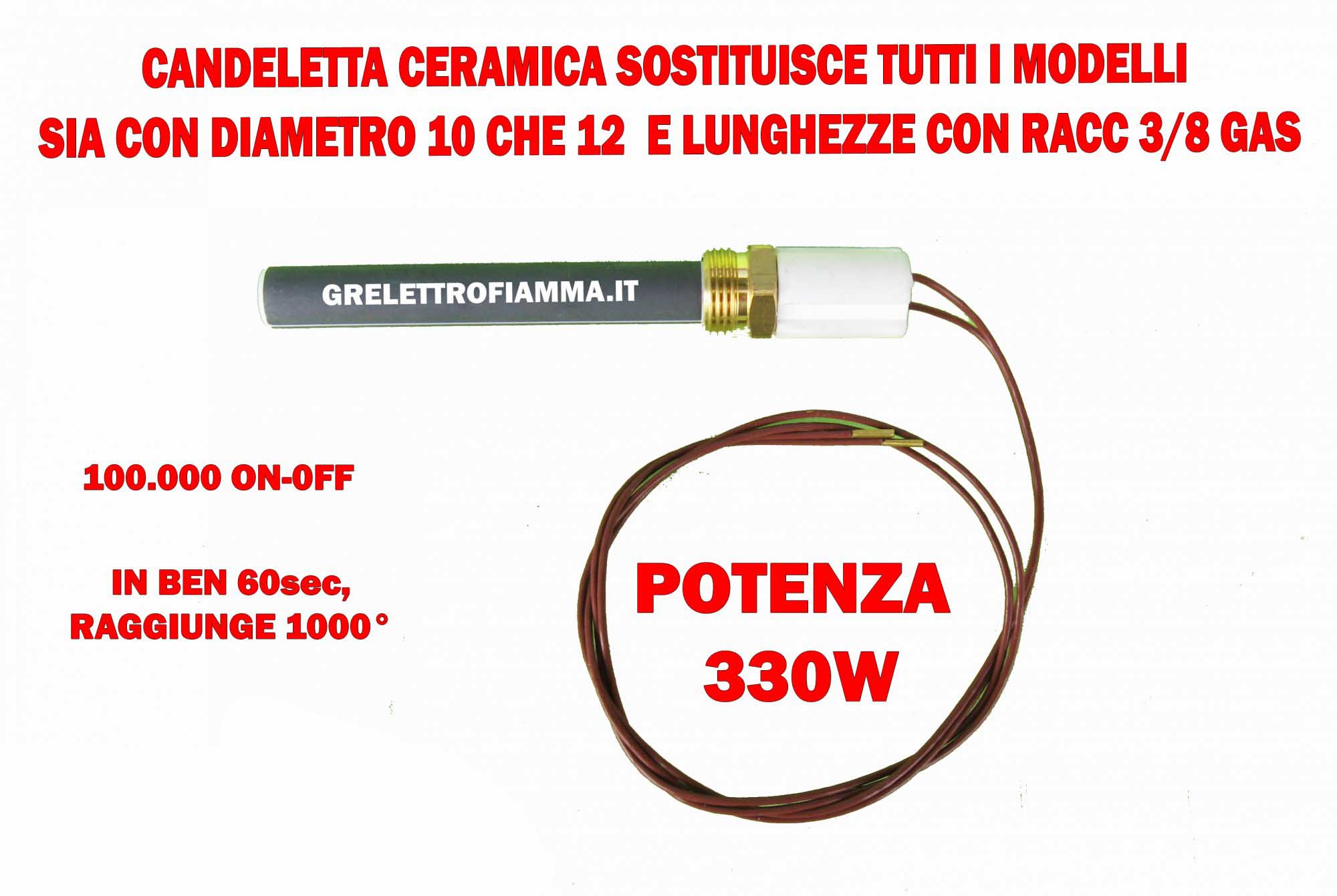 CANDELETTA accensione per stufe a pellet in ceramica con raccordo filettato 3//8