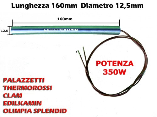 Candeletta Di Accensione Al Quarzo 400W Per Stufa A Pellet - Lunghezza 122mm, Fino A Battuta 90mm