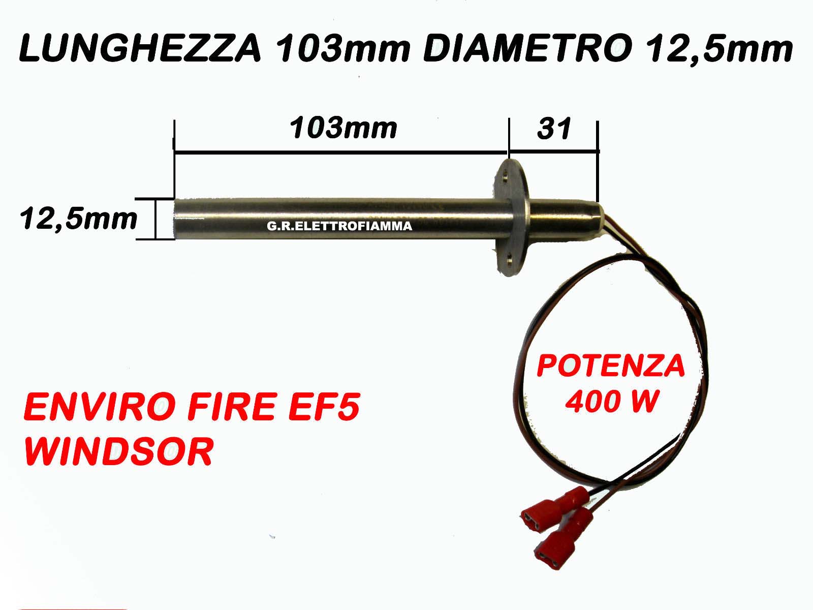 Resistencia Candeletta Para Estufa Ungaro CS Thermos - 300W, Conexión 3/8, 150 Mm, Ideal MCZ CADEL Piazzetta