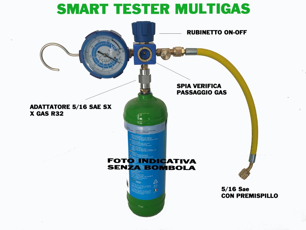 Gruppo Manometrico 4 Vie Universale Per Gas Refrigeranti - R410A, R32, R134A, R22, 1234YF