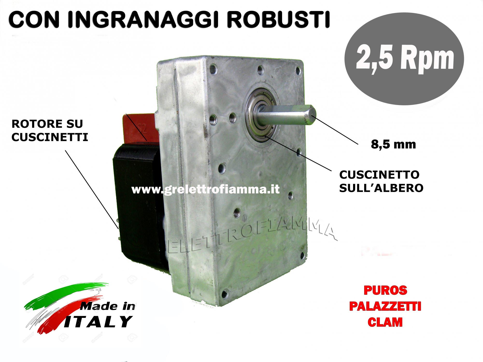 MOTORIDUTTORE STUFA PELLET 2,5 RPM KENTA K9175160 K9177256-55-50 PUROS CLAM  PALAZZETTI MZ