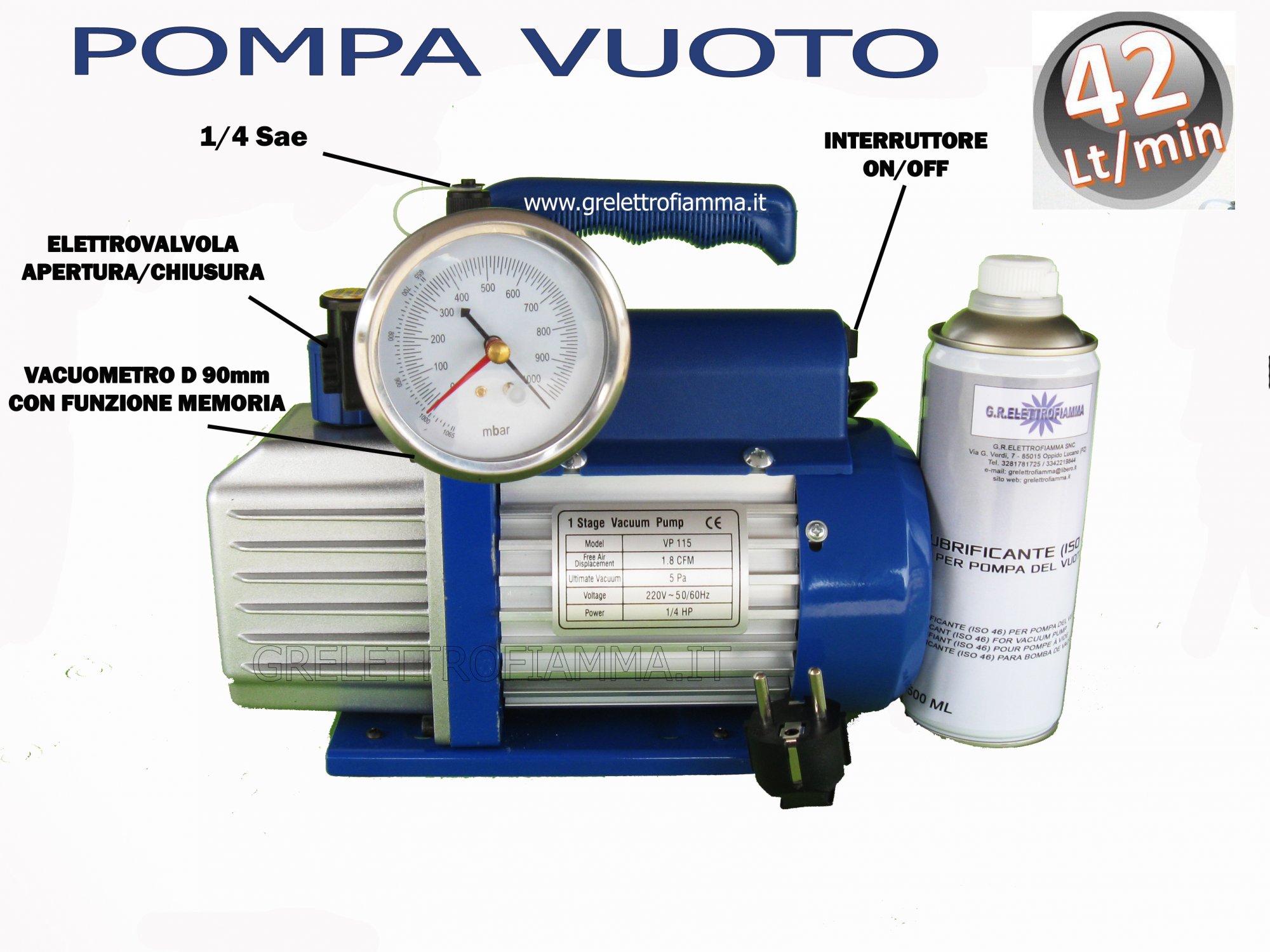 VEVOR Pompa Vuoto Aria Condizionata,136 L/min,1/3 HP Pompa Vuoto Per - copertina