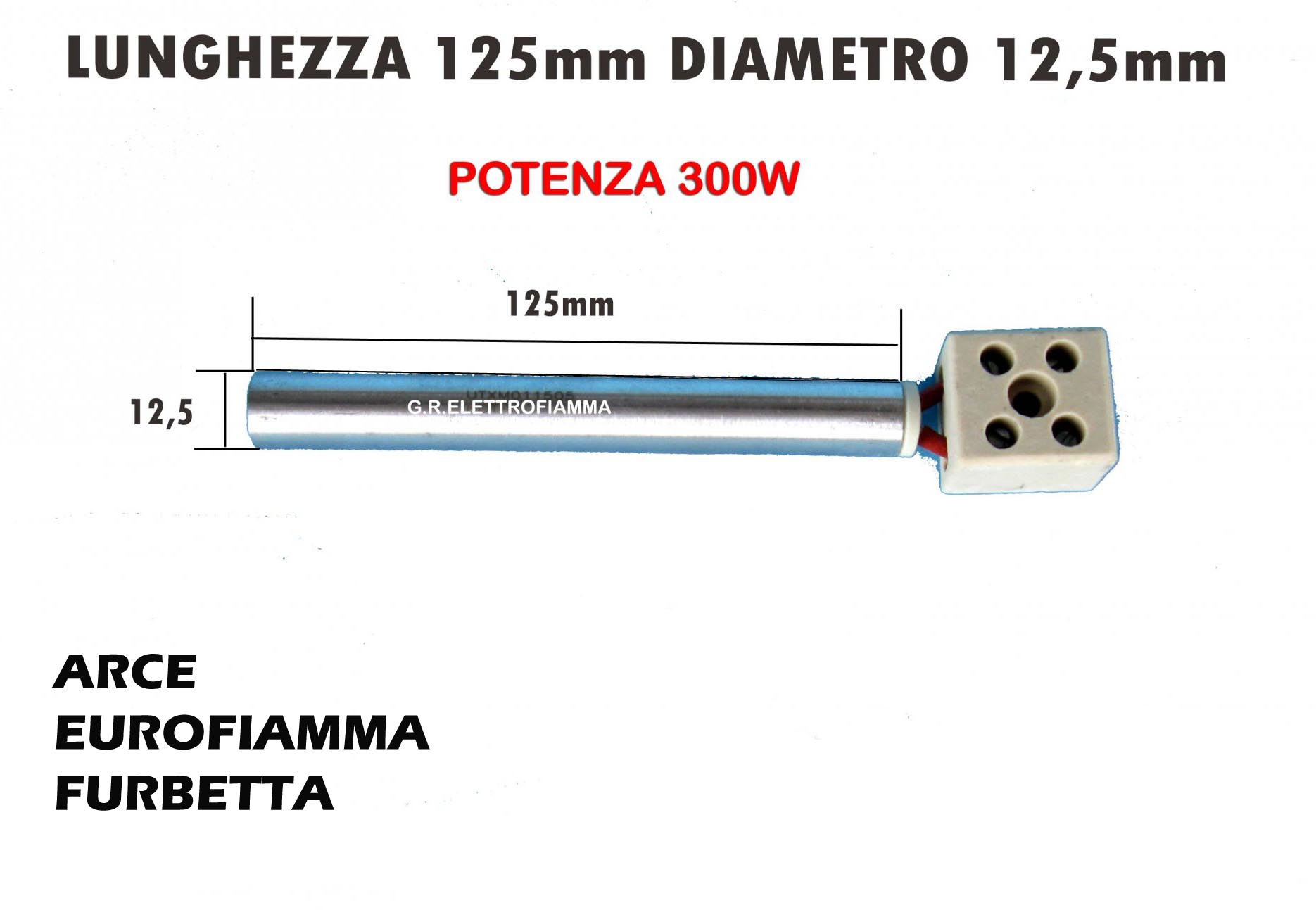 HEIZUNGSWIDERSTAND 500W 12,5X300 - 230V AC