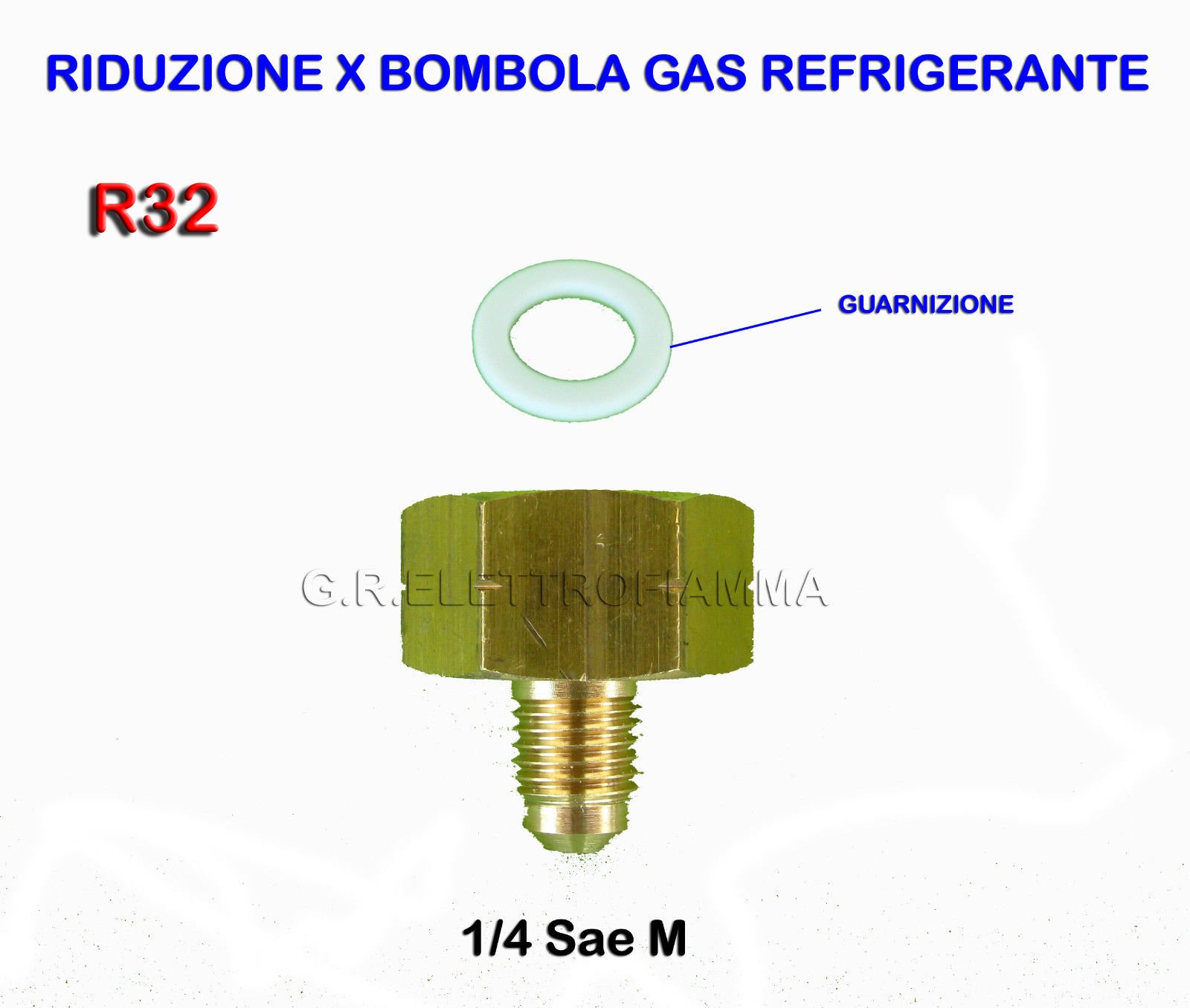 Riduzione Adattatore Per Bombole Gas R32 | Filetto Sinistro 5/16 SAE | Con Guarnizione In Teflon - Foto 2