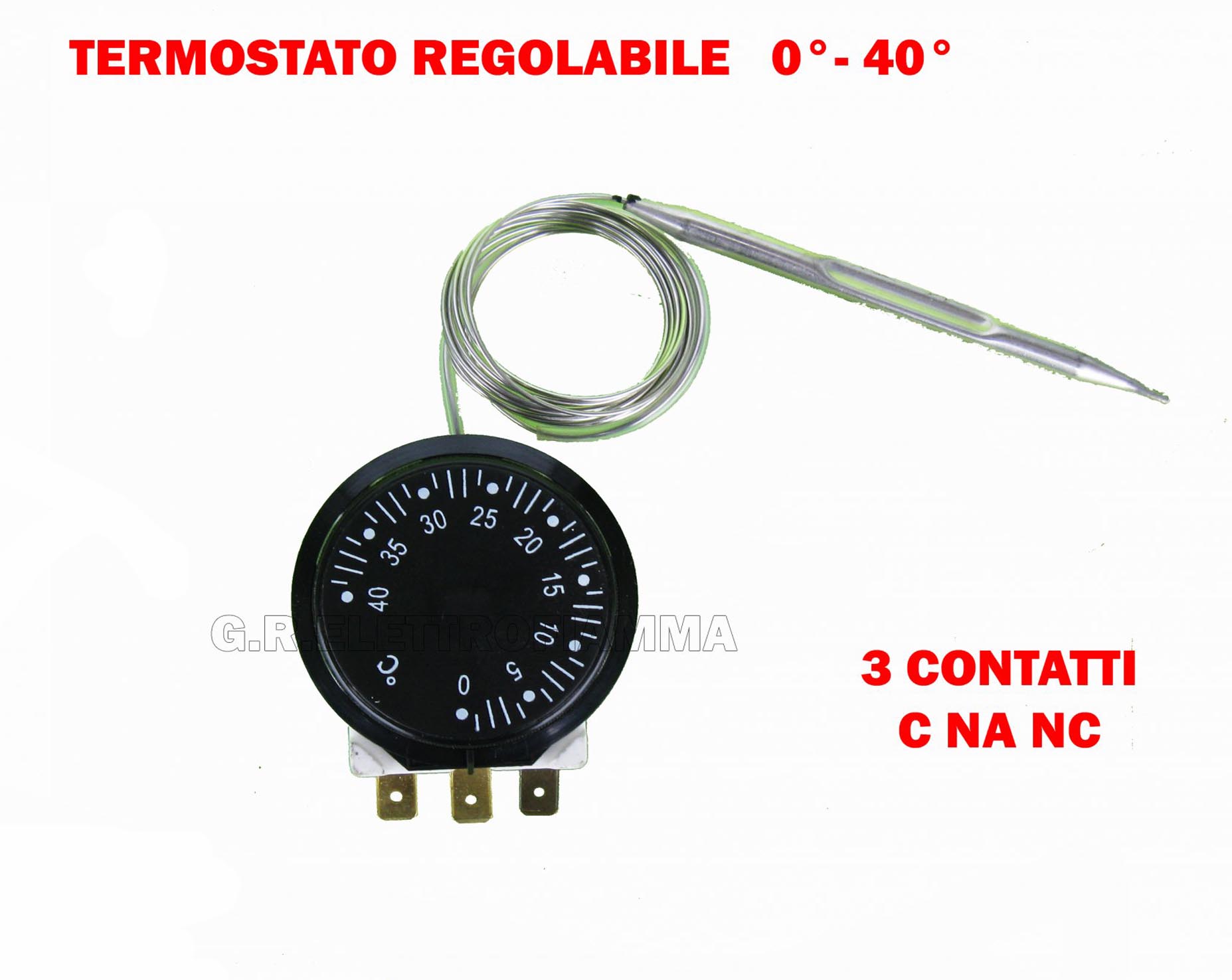 TERMOSTATO REGOLABILE FRIGO 0°- 40° A CONTATTO CON SONDA BULBO